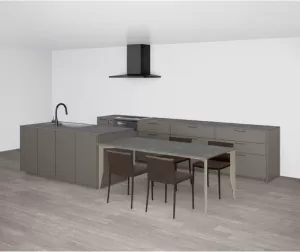 キッチン配色をインテリアシミュレーターで検討している様子