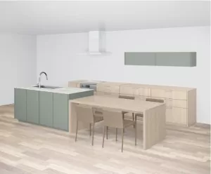 キッチン配色をインテリアシミュレーターで検討している様子